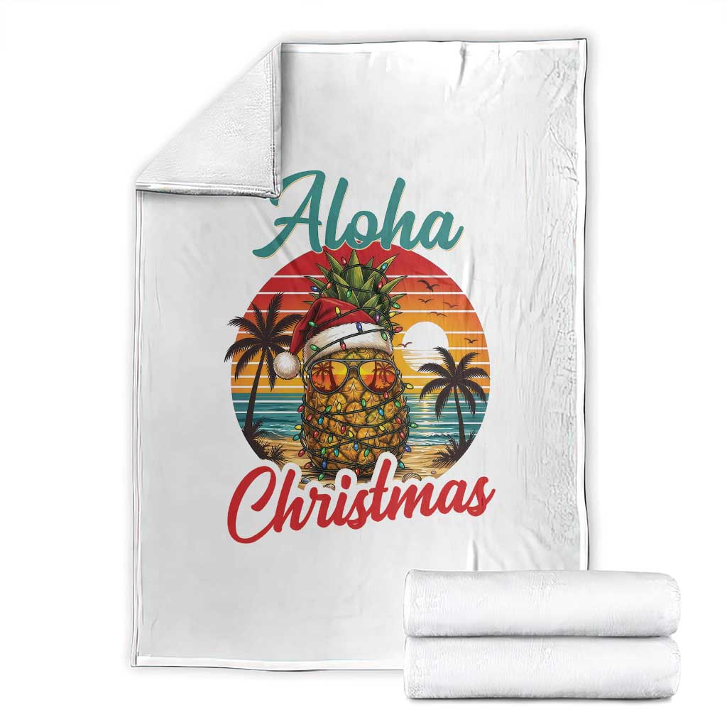 Aloha Tropical Pineapple Christmas Throw Blanket Vintage Beach Xmas Gift TS12 White Print Your Wear