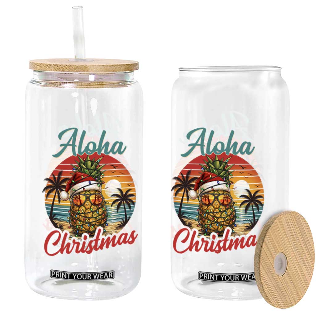 Aloha Tropical Pineapple Christmas Glass Can Vintage Beach Xmas Gift TS12 Print Your Wear