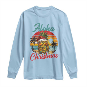 Aloha Tropical Pineapple Christmas Long Sleeve Shirt Vintage Beach Xmas Gift TS12 Light Blue Print Your Wear