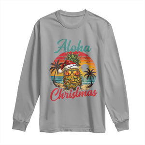 Aloha Tropical Pineapple Christmas Long Sleeve Shirt Vintage Beach Xmas Gift TS12 Sport Gray Print Your Wear