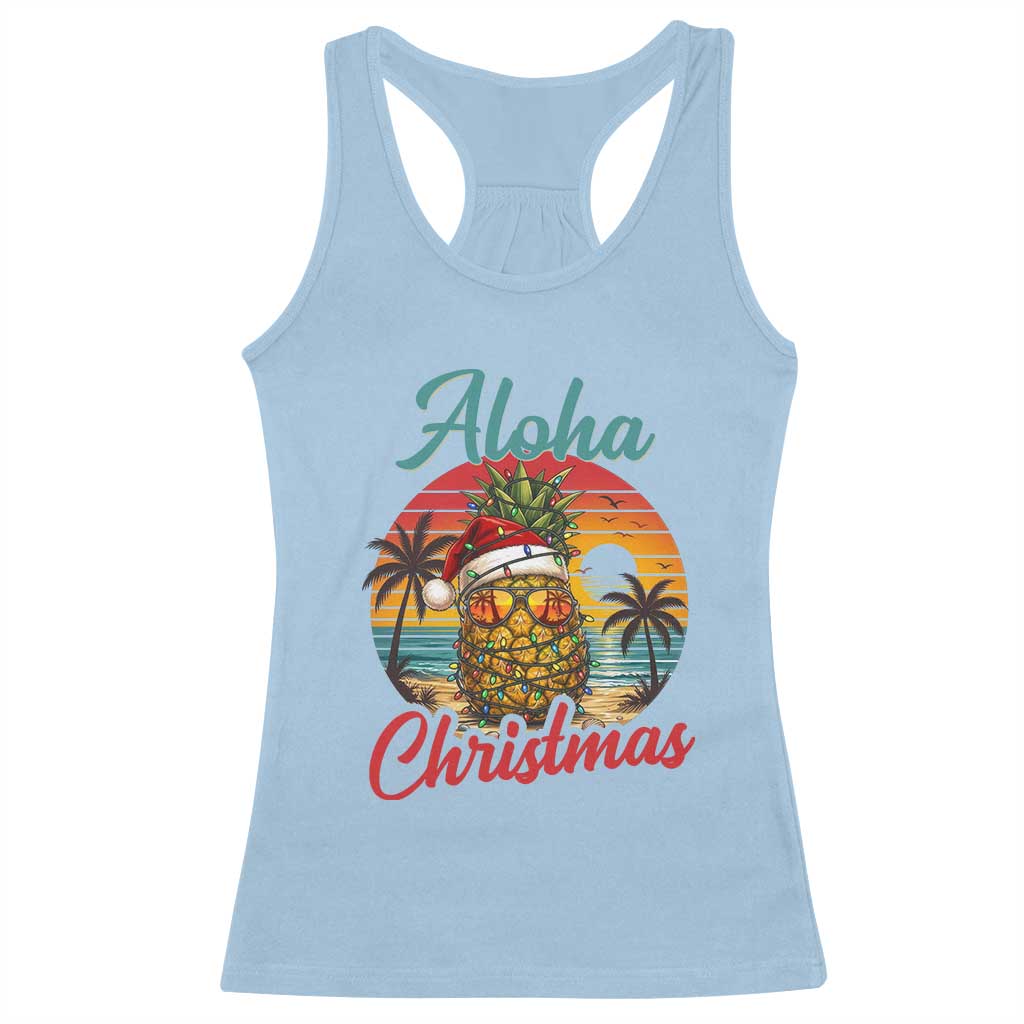 Aloha Tropical Pineapple Christmas Racerback Tank Top Vintage Beach Xmas Gift TS12 Light Blue Print Your Wear