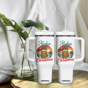 Aloha Tropical Pineapple Christmas Tumbler With Handle Vintage Beach Xmas Gift TS12 Print Your Wear