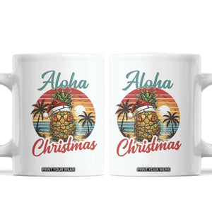 Aloha Tropical Pineapple Christmas Coffee Mug Vintage Beach Xmas Gift TS12 White Print Your Wear