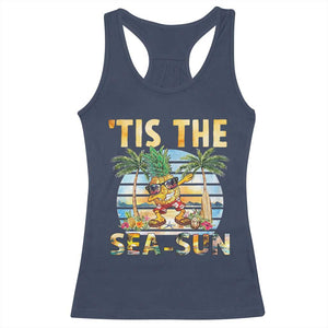 Tis The Sea Sun Racerback Tank Top Dabbing Pineapple Summer Vacation Gift TS12 Navy Print Your Wear