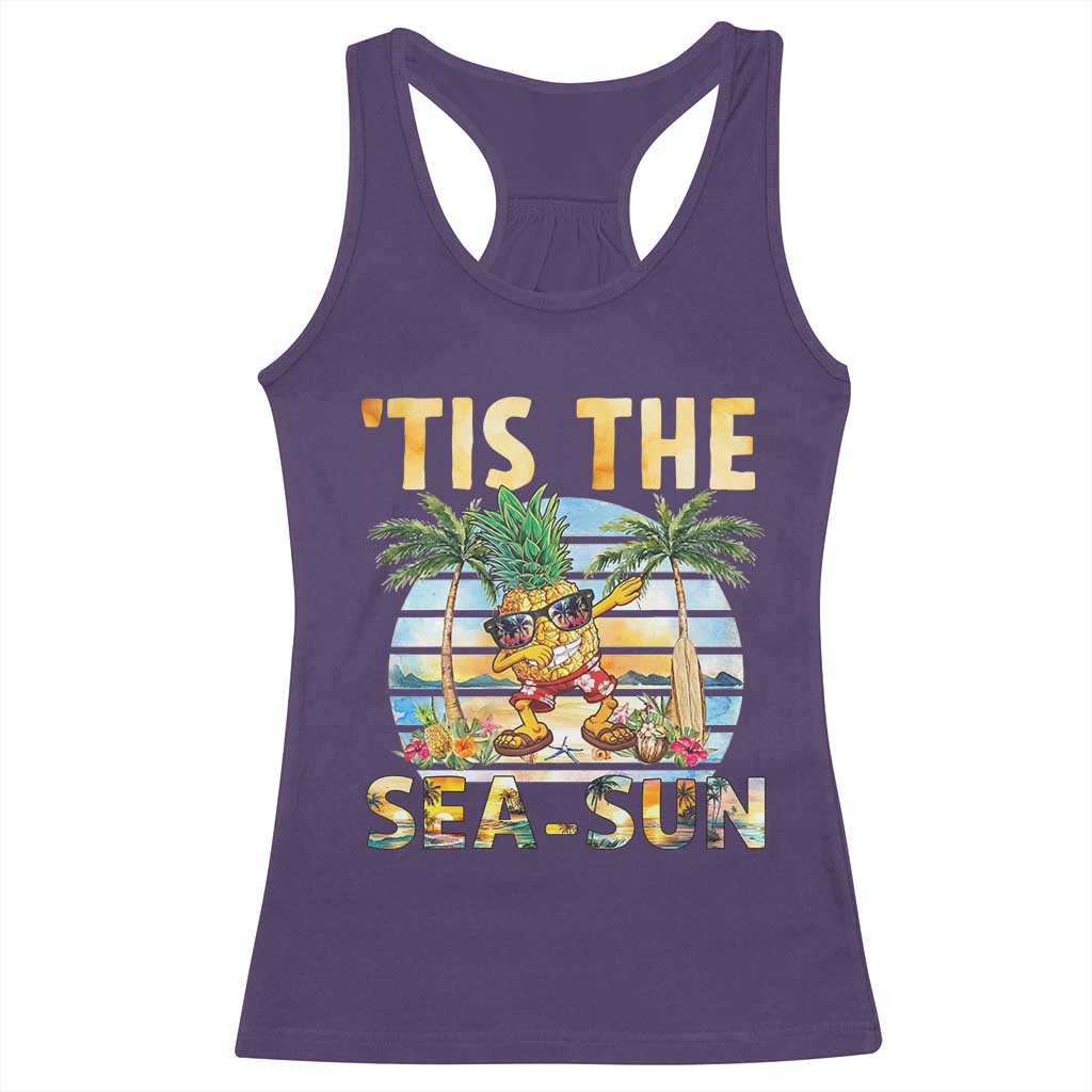 Tis The Sea Sun Racerback Tank Top Dabbing Pineapple Summer Vacation Gift TS12 Purple Print Your Wear