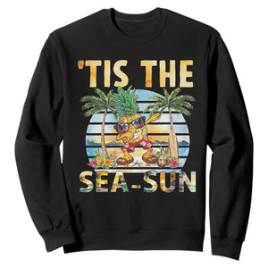 Tis The Sea Sun Sweatshirt Dabbing Pineapple Summer Vacation Gift TS12 Black Print Your Wear