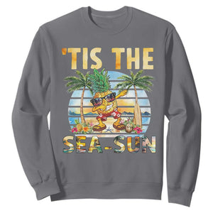 Tis The Sea Sun Sweatshirt Dabbing Pineapple Summer Vacation Gift TS12 Charcoal Print Your Wear