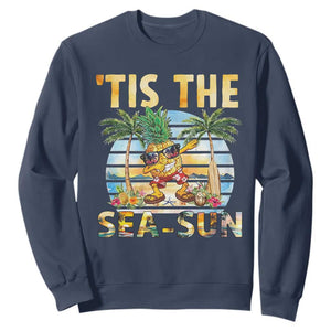 Tis The Sea Sun Sweatshirt Dabbing Pineapple Summer Vacation Gift TS12 Navy Print Your Wear