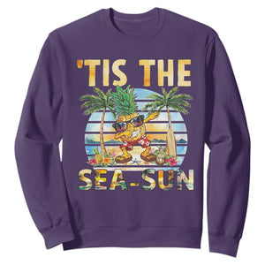 Tis The Sea Sun Sweatshirt Dabbing Pineapple Summer Vacation Gift TS12 Purple Print Your Wear