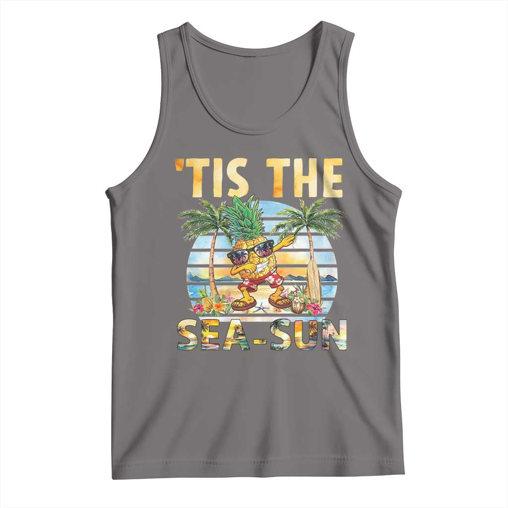 Tis The Sea Sun Tank Top Dabbing Pineapple Summer Vacation Gift TS12 Deep Heather Print Your Wear