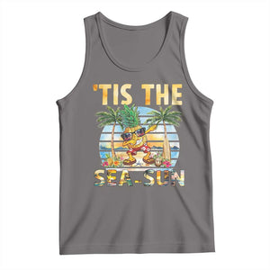 Tis The Sea Sun Tank Top Dabbing Pineapple Summer Vacation Gift TS12 Deep Heather Print Your Wear