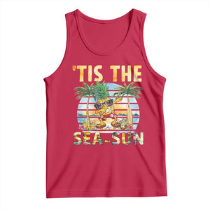 Tis The Sea Sun Tank Top Dabbing Pineapple Summer Vacation Gift TS12 Red Print Your Wear