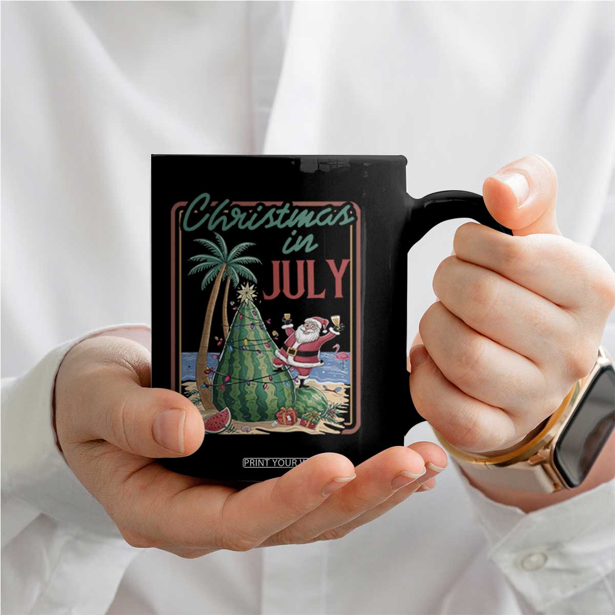 Christmas In July Coffee Mug Funny Santa Watermelon Xmas Tree TS12 Print Your Wear
