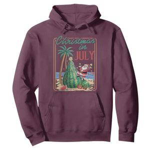 Christmas In July Hoodie Funny Santa Watermelon Xmas Tree TS12 Maroon Print Your Wear
