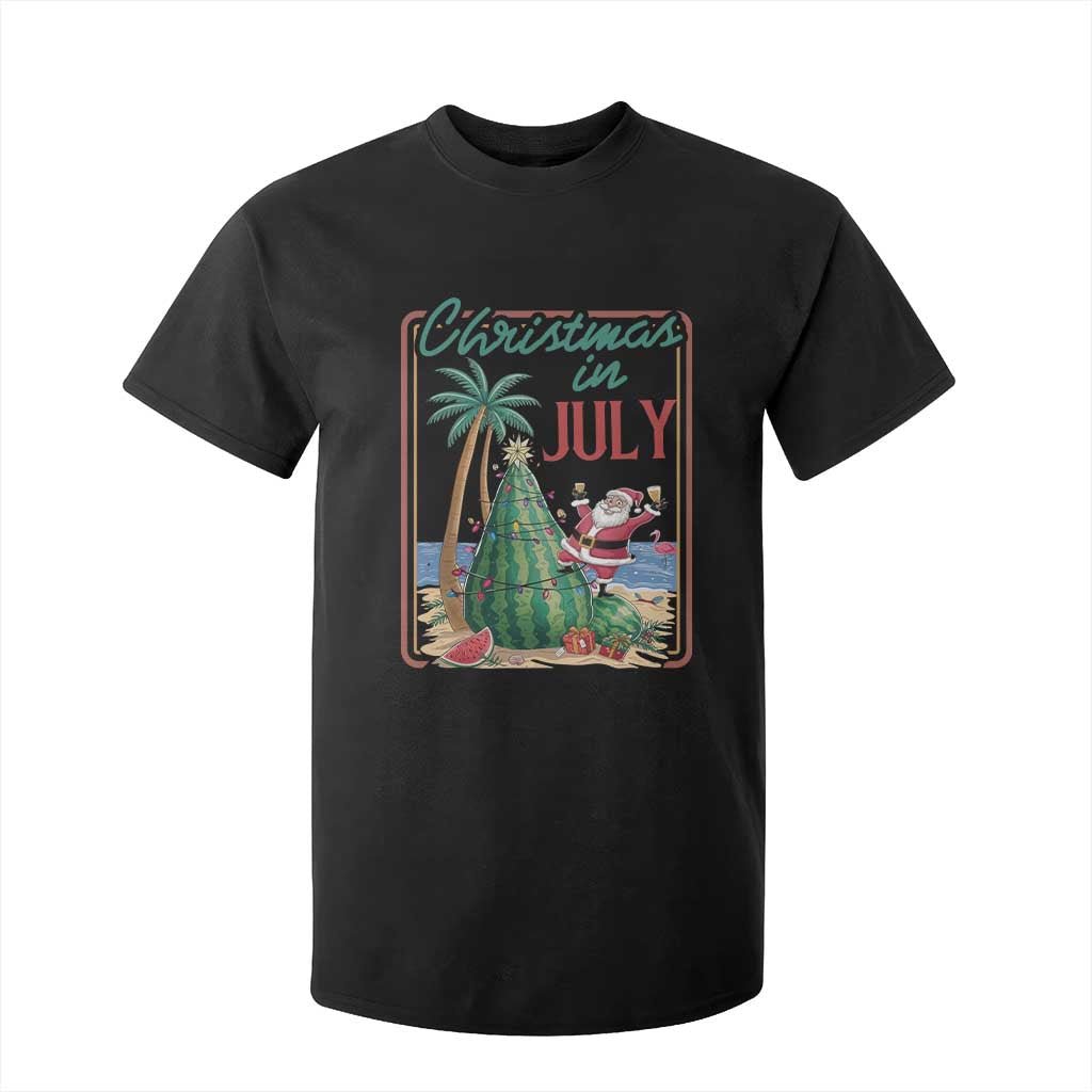 Christmas In July T Shirt For Kid Funny Santa Watermelon Xmas Tree TS12 Black Print Your Wear