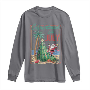 Christmas In July Long Sleeve Shirt Funny Santa Watermelon Xmas Tree TS12 Charcoal Print Your Wear