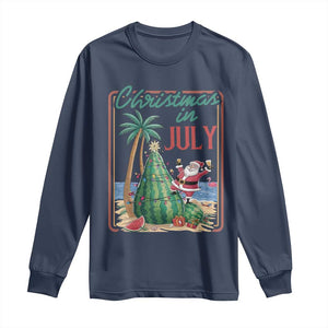 Christmas In July Long Sleeve Shirt Funny Santa Watermelon Xmas Tree TS12 Navy Print Your Wear