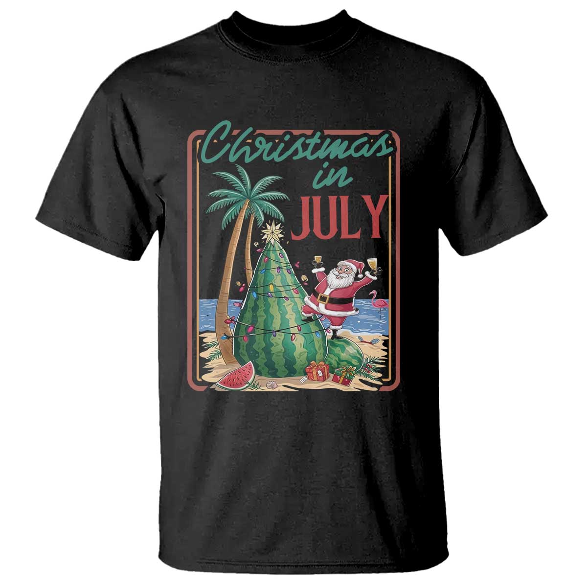 Christmas In July T Shirt Funny Santa Watermelon Xmas Tree TS12 Black Print Your Wear