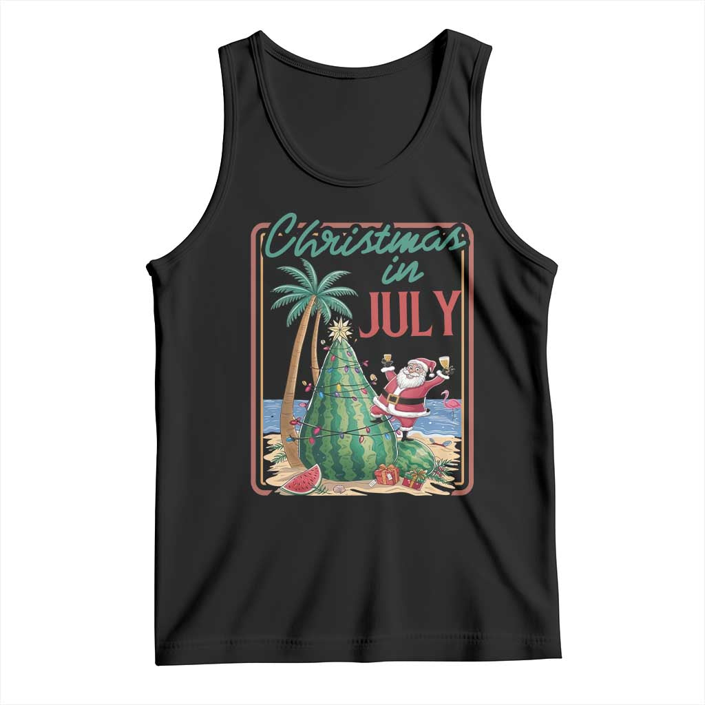 Christmas In July Tank Top Funny Santa Watermelon Xmas Tree TS12 Black Print Your Wear