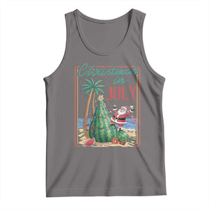 Christmas In July Tank Top Funny Santa Watermelon Xmas Tree TS12 Deep Heather Print Your Wear