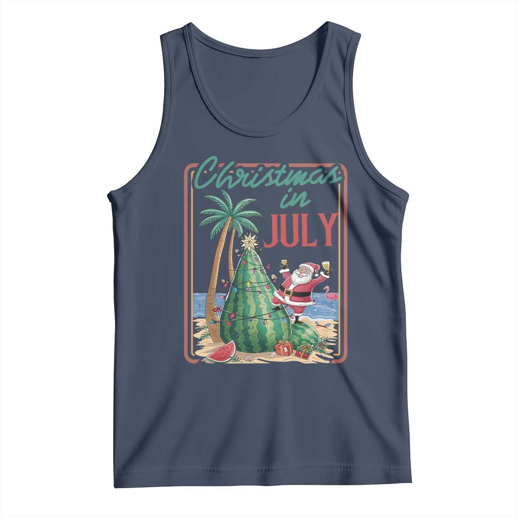 Christmas In July Tank Top Funny Santa Watermelon Xmas Tree TS12 Navy Print Your Wear