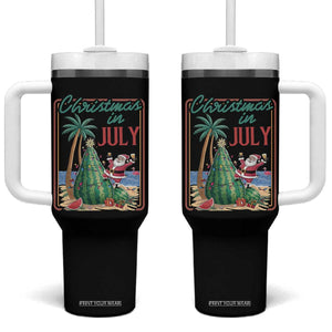 Christmas In July Tumbler With Handle Funny Santa Watermelon Xmas Tree TS12 One Size: 40 oz Black Print Your Wear