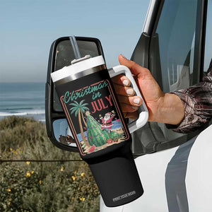 Christmas In July Tumbler With Handle Funny Santa Watermelon Xmas Tree TS12 Print Your Wear