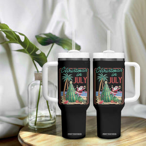Christmas In July Tumbler With Handle Funny Santa Watermelon Xmas Tree TS12 Print Your Wear