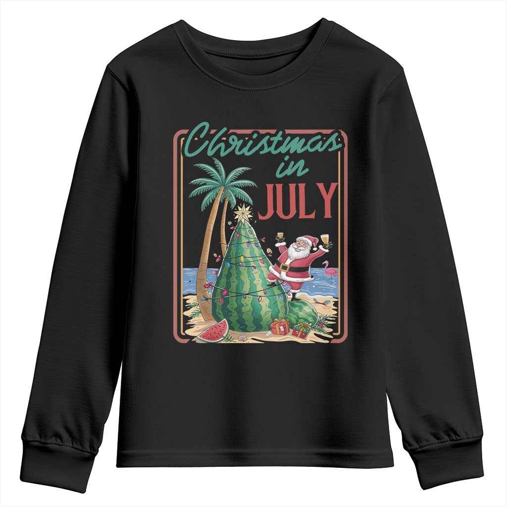 Christmas In July Youth Sweatshirt Funny Santa Watermelon Xmas Tree TS12 Black Print Your Wear