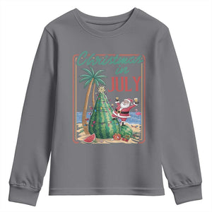 Christmas In July Youth Sweatshirt Funny Santa Watermelon Xmas Tree TS12 Charcoal Print Your Wear