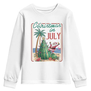 Christmas In July Youth Sweatshirt Funny Santa Watermelon Xmas Tree TS12 White Print Your Wear