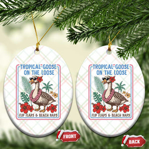 Funny Hawaiian Beach Vacation Graphic Ceramic Ornament Tropical Goose On The Loose TS12 Print Your Wear