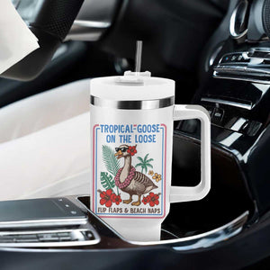 Funny Hawaiian Beach Vacation Graphic Tumbler With Handle Tropical Goose On The Loose TS12 Print Your Wear