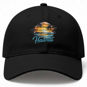 Retro Sunset Palm Tree Hawaii Baseball Cap Tropical Vacation Graphic TS12 Print Your Wear