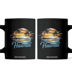 Retro Sunset Palm Tree Hawaii Coffee Mug Tropical Vacation Graphic TS12 Black Print Your Wear