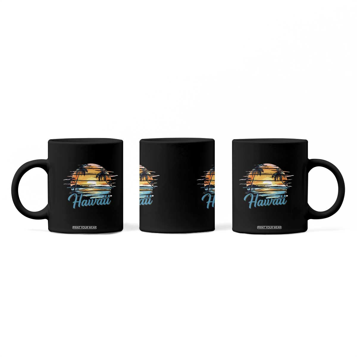 Retro Sunset Palm Tree Hawaii Coffee Mug Tropical Vacation Graphic TS12 Print Your Wear