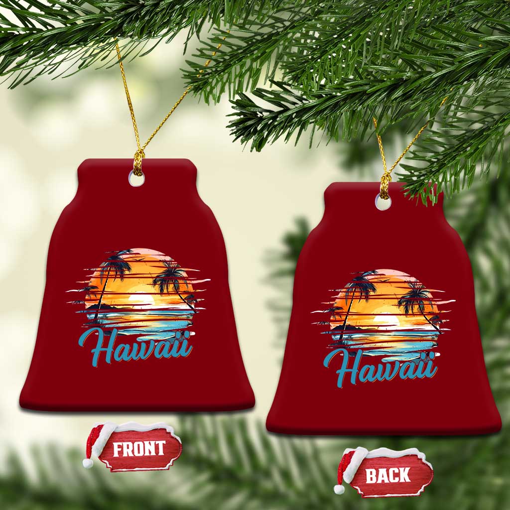 Retro Sunset Palm Tree Hawaii Ceramic Ornament Tropical Vacation Graphic TS12 Print Your Wear