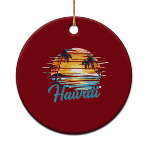 Retro Sunset Palm Tree Hawaii Ceramic Ornament Tropical Vacation Graphic TS12 1pc Red Print Your Wear