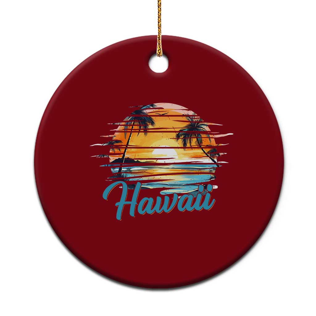 Retro Sunset Palm Tree Hawaii Ceramic Ornament Tropical Vacation Graphic TS12 1pc Red Print Your Wear