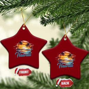 Retro Sunset Palm Tree Hawaii Ceramic Ornament Tropical Vacation Graphic TS12 Print Your Wear