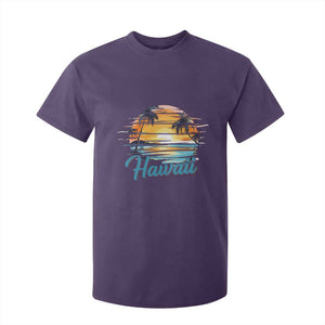 Retro Sunset Palm Tree Hawaii T Shirt For Kid Tropical Vacation Graphic TS12 Purple Print Your Wear
