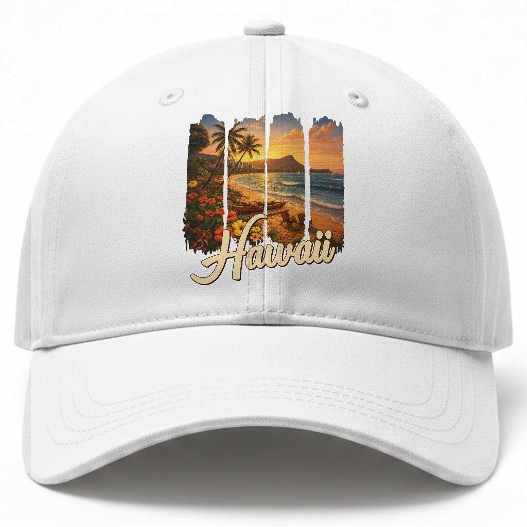 Vintage Hawaii Beach Travel Baseball Cap Sunset Ocean Landscape TS12 Print Your Wear