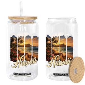 Vintage Hawaii Beach Travel Glass Can Sunset Ocean Landscape TS12 Print Your Wear