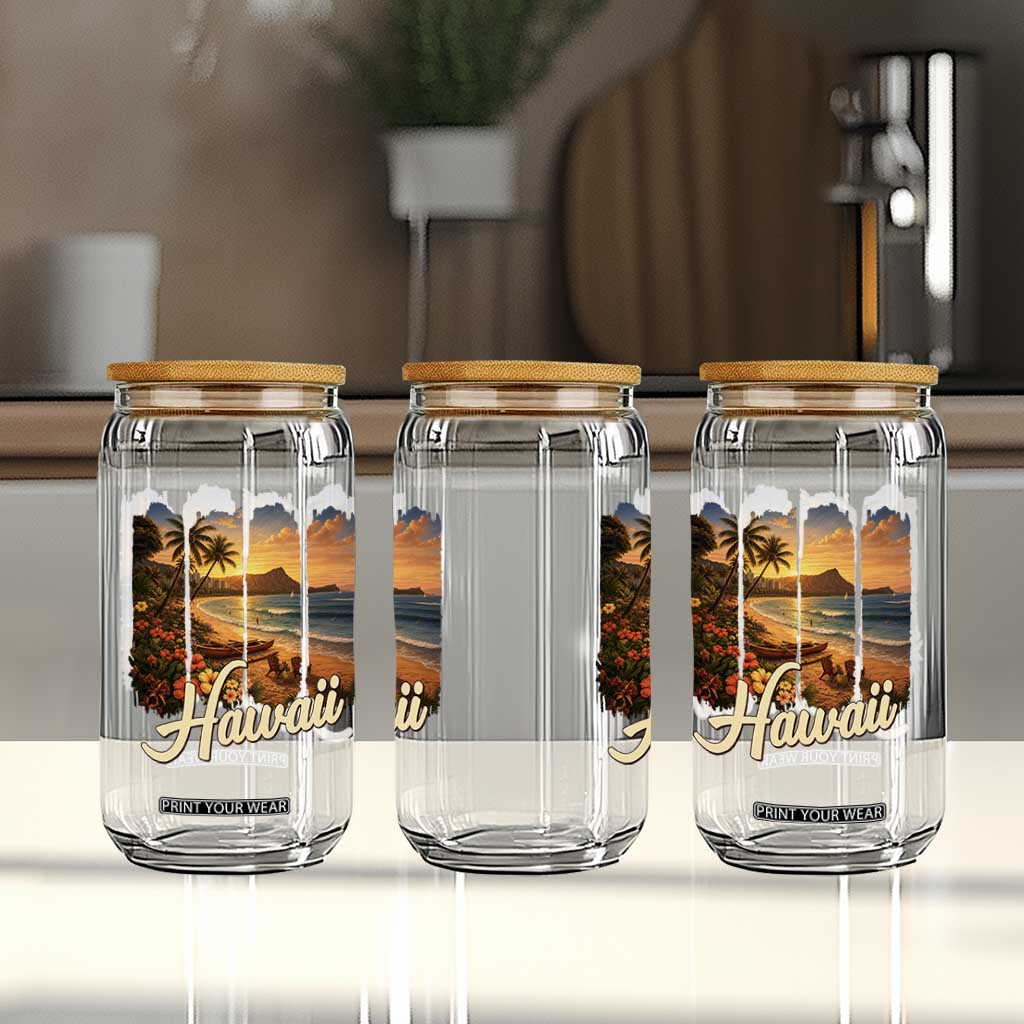 Vintage Hawaii Beach Travel Glass Can Sunset Ocean Landscape TS12 Print Your Wear