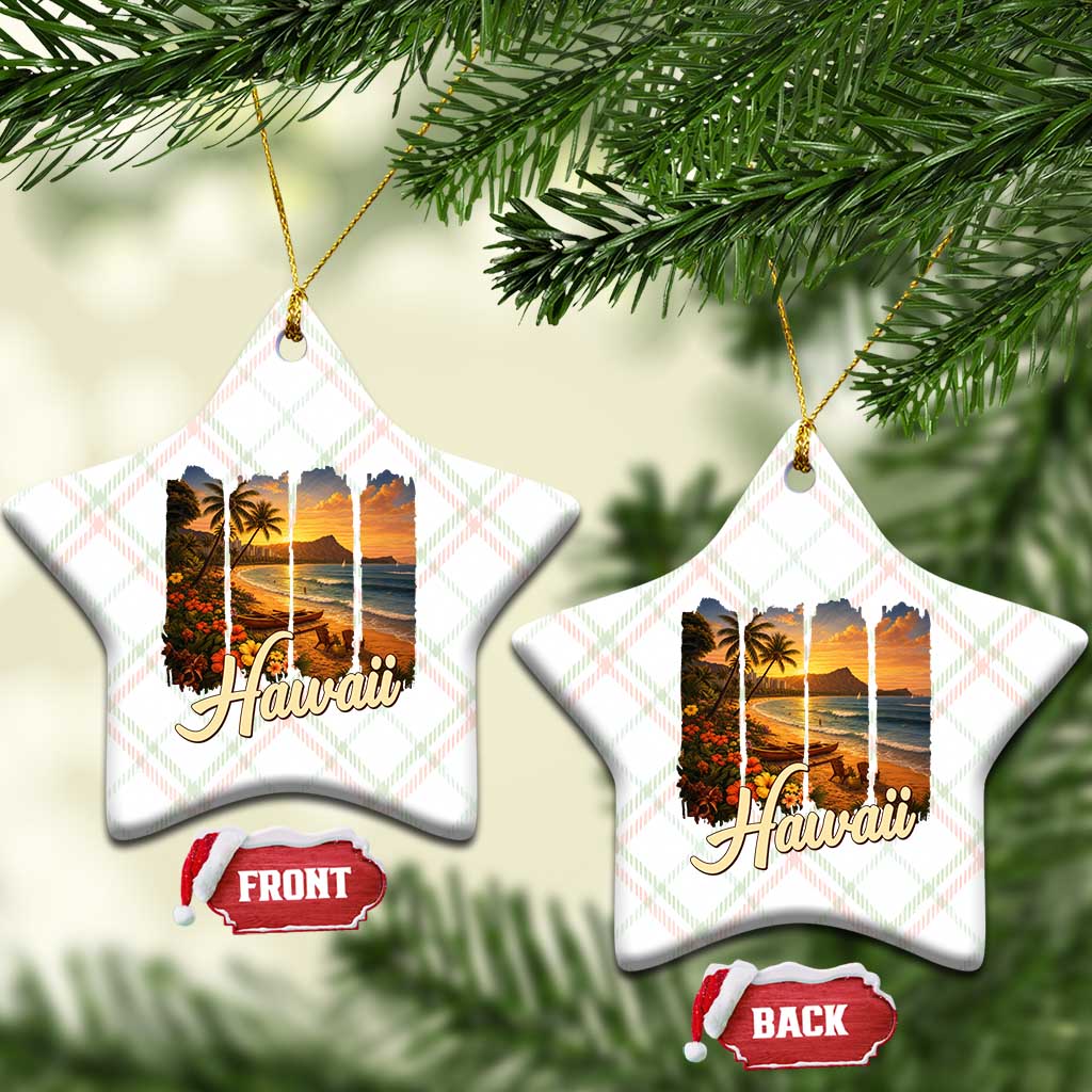 Vintage Hawaii Beach Travel Ceramic Ornament Sunset Ocean Landscape TS12 Print Your Wear