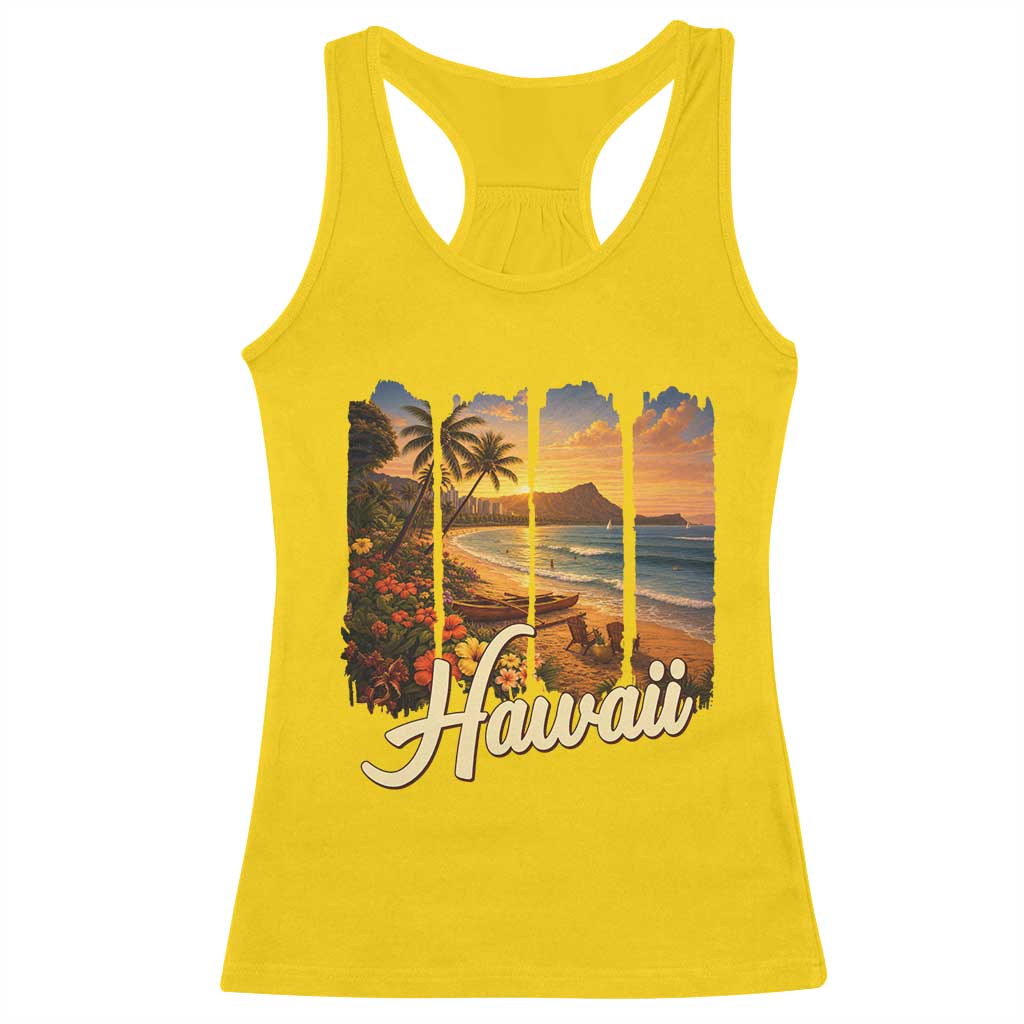 Vintage Hawaii Beach Travel Racerback Tank Top Sunset Ocean Landscape TS12 Daisy Print Your Wear