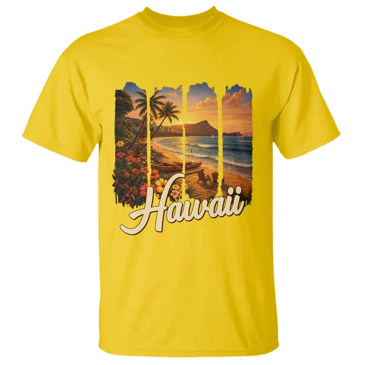 Vintage Hawaii Beach Travel T Shirt Sunset Ocean Landscape TS12 Daisy Print Your Wear