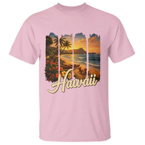 Vintage Hawaii Beach Travel T Shirt Sunset Ocean Landscape TS12 Light Pink Print Your Wear