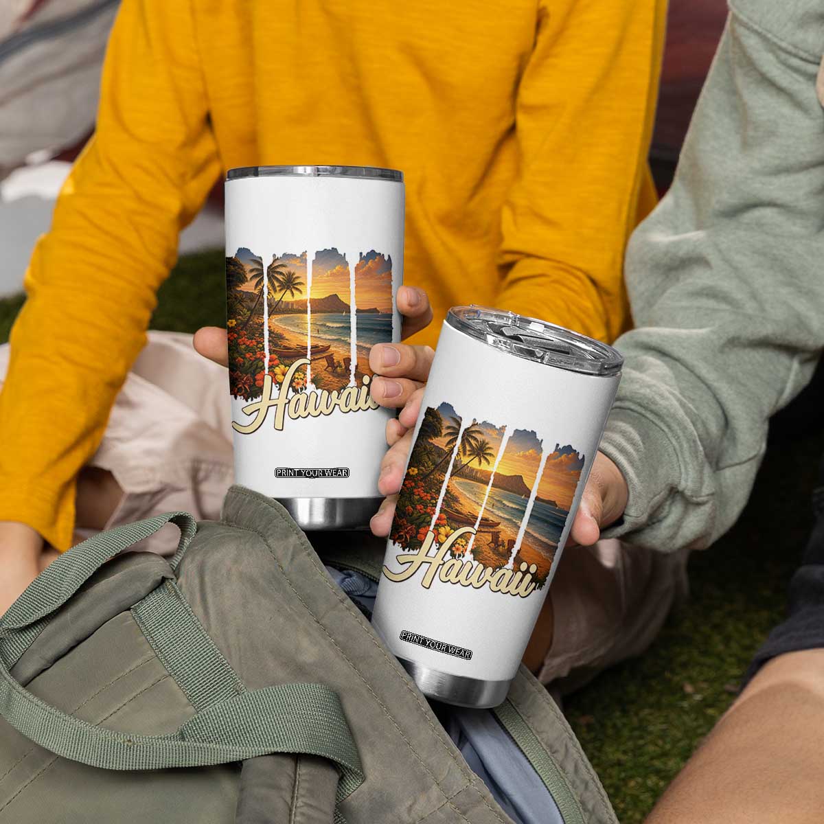 Vintage Hawaii Beach Travel Tumbler Cup Sunset Ocean Landscape TS12 Print Your Wear
