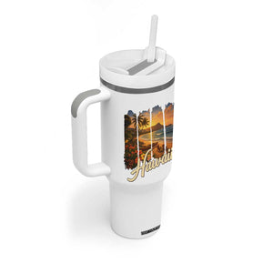 Vintage Hawaii Beach Travel Tumbler With Handle Sunset Ocean Landscape TS12 Print Your Wear